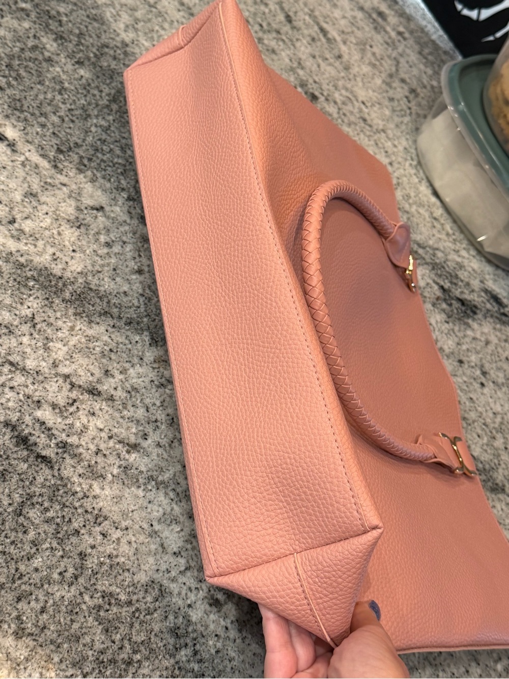 Ulta Beauty Pink Pebbled Tote Bag with Braided Handles Brand new - Picture 4 of 4